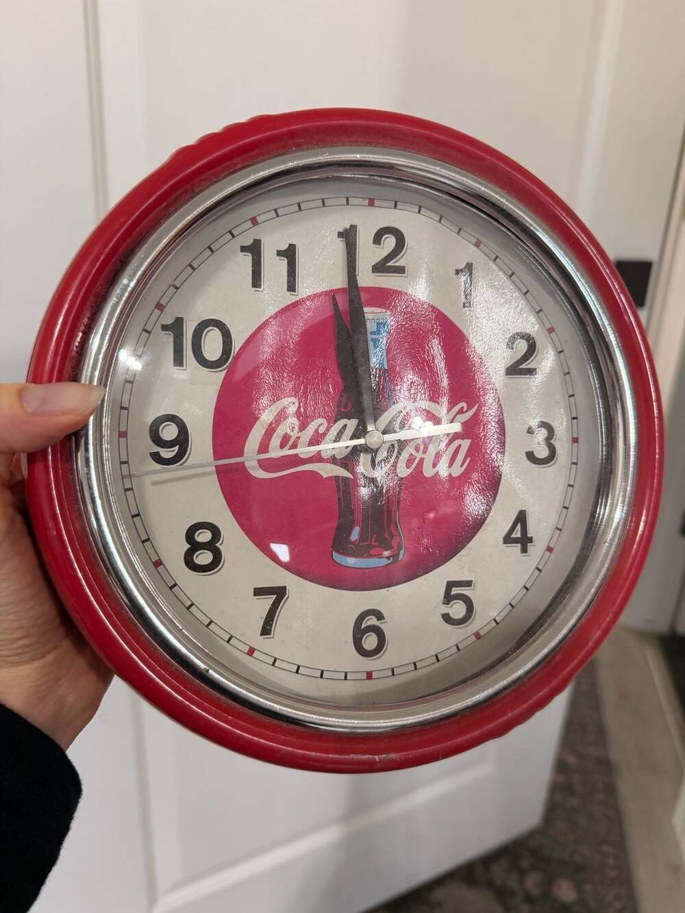 Retro Coke Clock Coca-Cola Diner Style Red Metal Wall Clock Vintage Style